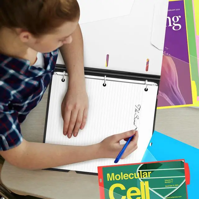 Alt view image 6 of 7 - 2-Pack Telescoping Project Organizer, 1 Inch 3 Ring Binder, White Clear Front Pocket / Tabbed Catalog Pocket / 5-Tab Pocket Dividers / 1 Plastic Pocket in Each Binder