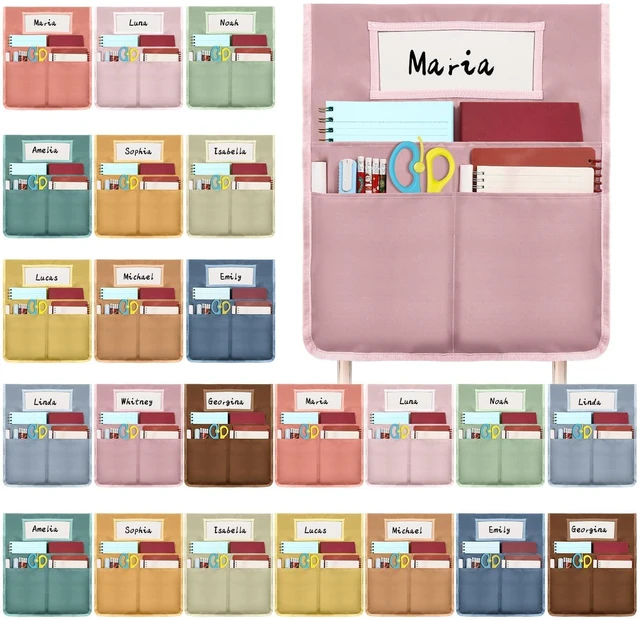 Main image of 24 Pcs Chair Pockets for Classroom 16.7 x 19.3 inch Seat Sacks with Name Tag for Classroom Chairback Pocket Chart 3 Pockets Chairs Seat Back Organizer for Elementary School Daycare Home Supplies(Boho)