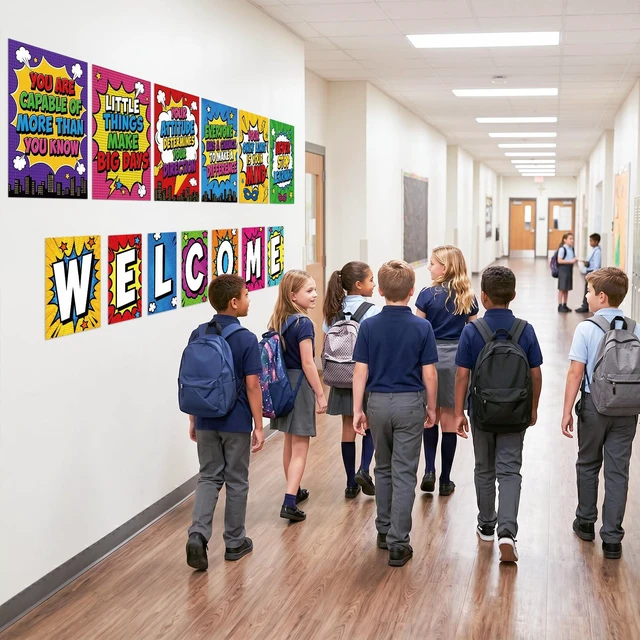 Alt view image 7 of 7 - 13 Pieces Hero Affirmation Bulletin Board Posters Classroom Decor Inspirational Quote Positive Affirmation Motivational Posters with Welcome Sign for School Decor Classroom Decorations