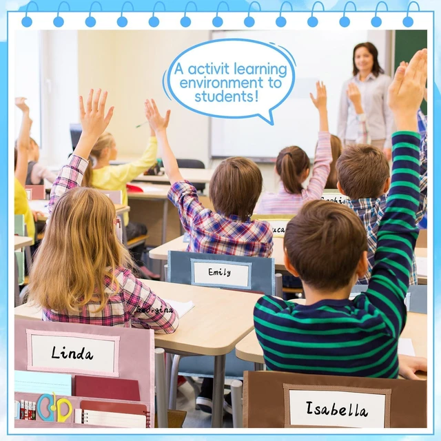 Alt view image 7 of 7 - 24 Pcs Chair Pockets for Classroom 16.7 x 19.3 inch Seat Sacks with Name Tag for Classroom Chairback Pocket Chart 3 Pockets Chairs Seat Back Organizer for Elementary School Daycare Home Supplies(Boho)