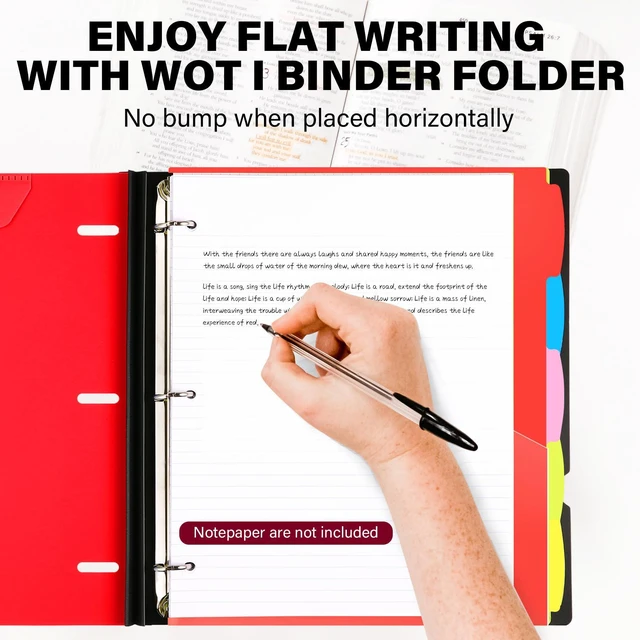 Alt view image 5 of 7 - 2-Pack Telescoping Project Organizer, 1 Inch 3 Ring Binder, Red Clear Front Pocket / Tabbed Catalog Pocket / 5-Tab Pocket Dividers / 1 Plastic Pocket in Each Binder