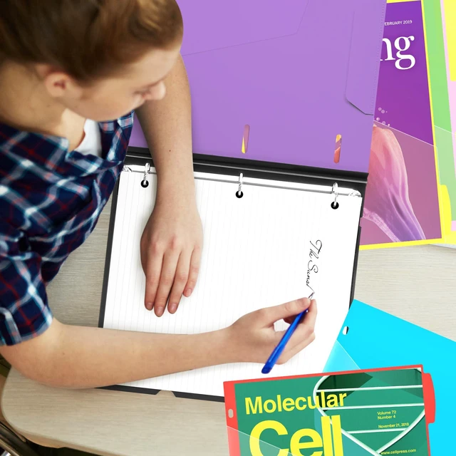Alt view image 6 of 6 - Telescoping Project Organizer, 1 Inch 3 Ring Binder, Purple Clear Front Pocket / Tabbed Catalog Pocket / 5-Tab Pocket Dividers / 1 Plastic Binder Pocket