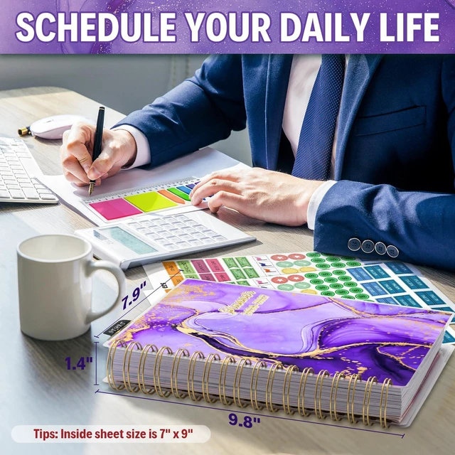Alt view image 3 of 7 - Planner 2026-2027, 18 Months Academic Daily Weekly Monthly Calendar Planner July 2026 - Dec 2027, 7.9" x 9.8", Agenda Organizer Book with Tabs, Inner Pocket, Bookmark, Stickers, Sticky Note Set