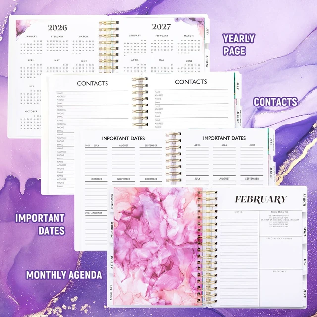 Alt view image 6 of 7 - Planner 2026-2027, 18 Months Academic Daily Weekly Monthly Calendar Planner July 2026 - Dec 2027, 7.9" x 9.8", Agenda Organizer Book with Tabs, Inner Pocket, Bookmark, Stickers, Sticky Note Set