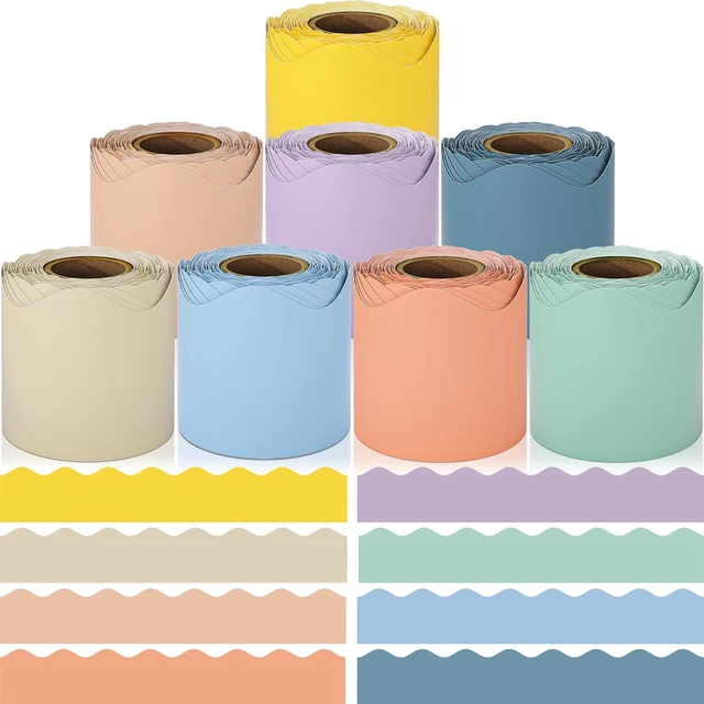 Main image of Bulletin Board Borders, 8 Rolls 262.4 Ft Pastel Boho Scalloped Trim Decor Boho Bulletin Board Decorations for Classroom, School, Office, Blackboard, Whiteboard Trim & Home, Posters, Board Trim