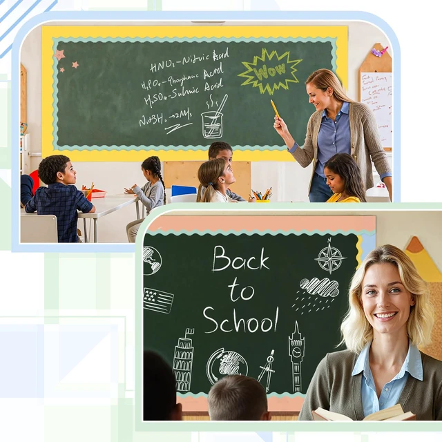 Alt view image 4 of 7 - Bulletin Board Borders, 8 Rolls 262.4 Ft Pastel Boho Scalloped Trim Decor Boho Bulletin Board Decorations for Classroom, School, Office, Blackboard, Whiteboard Trim & Home, Posters, Board Trim