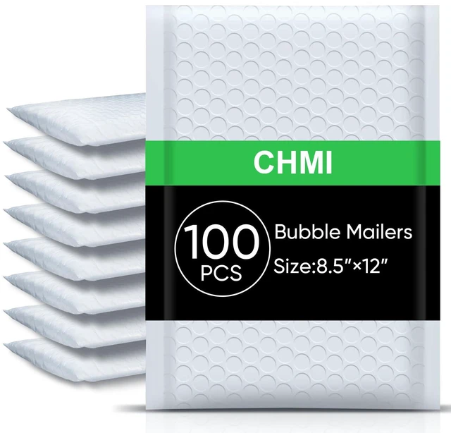 Main image of White Bubble Mailers 8.5 x 12 Inch 100 Pack, Usable Size 8.25X12 Inch Poly Mailers,Mailing Envelopes,Shipping MailerOpaque Self Seal Adhesive Waterproof Bags for Packaging and Shipping