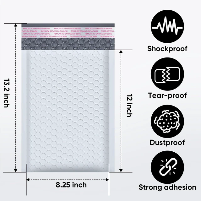 Alt view image 2 of 6 - White Bubble Mailers 8.5 x 12 Inch 100 Pack, Usable Size 8.25X12 Inch Poly Mailers,Mailing Envelopes,Shipping MailerOpaque Self Seal Adhesive Waterproof Bags for Packaging and Shipping