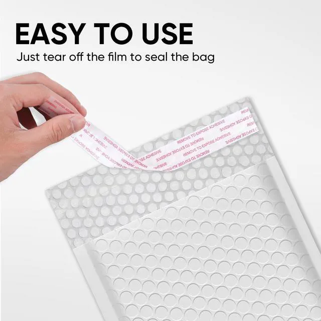 Alt view image 5 of 6 - White Bubble Mailers 8.5 x 12 Inch 100 Pack, Usable Size 8.25X12 Inch Poly Mailers,Mailing Envelopes,Shipping MailerOpaque Self Seal Adhesive Waterproof Bags for Packaging and Shipping