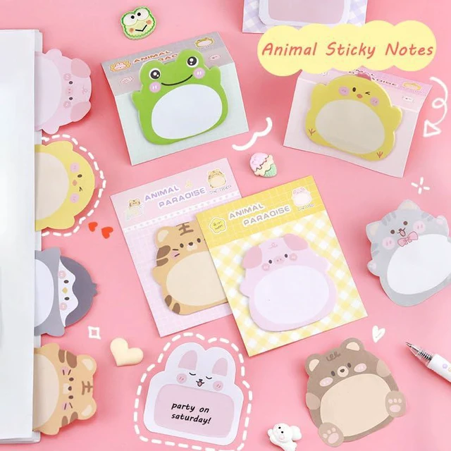 Alt view image 5 of 7 - 64 Pads Cute Sticky Notes, Animal Sticky Notes Self Adhesive Cartoon Notes Memo Pads Notes Page School Tab for School Office Supplies
