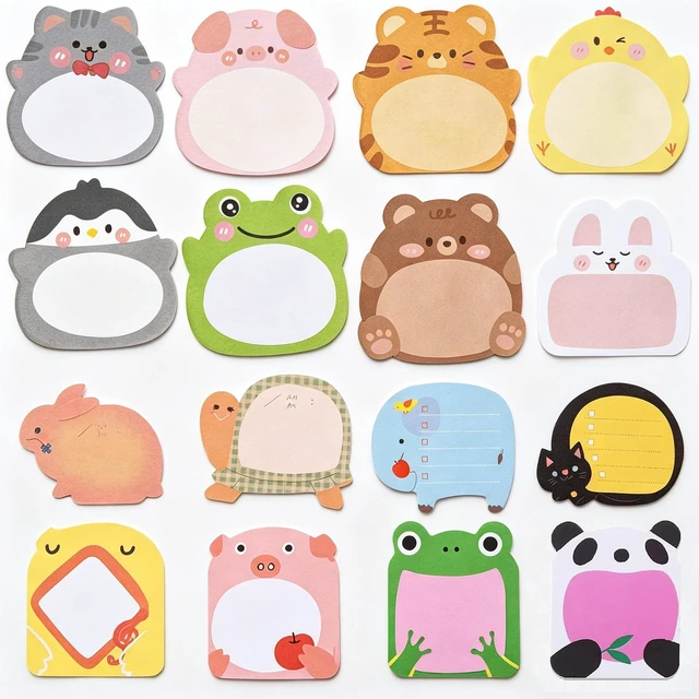 Main image of 64 Pads Cute Sticky Notes, Animal Sticky Notes Self Adhesive Cartoon Notes Memo Pads Notes Page School Tab for School Office Supplies