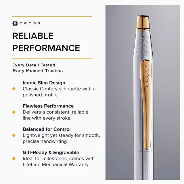 Alt view image 4 of 7 - Classic Century Medalist Ballpoint Pen, Medium Point, Black Ink Refillable Pen for Effortless Writing, Durable Construction, Premier Distinctive Look, Gift-Ready Presentation