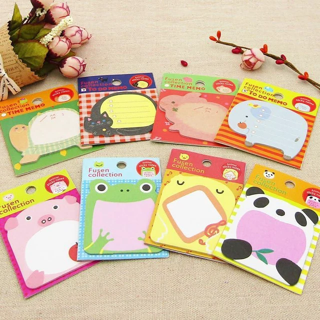 Alt view image 6 of 7 - 64 Pads Cute Sticky Notes, Animal Sticky Notes Self Adhesive Cartoon Notes Memo Pads Notes Page School Tab for School Office Supplies