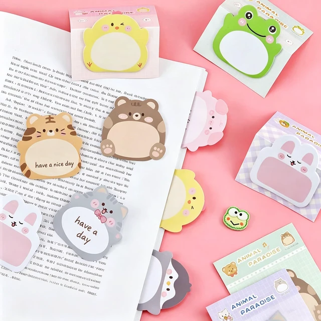 Alt view image 7 of 7 - 64 Pads Cute Sticky Notes, Animal Sticky Notes Self Adhesive Cartoon Notes Memo Pads Notes Page School Tab for School Office Supplies