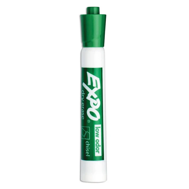 Alt view image 3 of 6 - Dry Erase Markers, Low Odor Ink, Green, Chisel Tip, 12 Count - Whiteboard, Calendar, Organization, Essential Supplies for Office, School, Classroom, Teachers