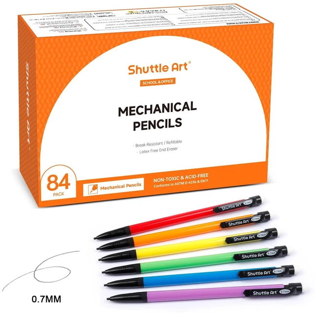 Main image of Mechanical Pencils, 84 Pack Bulk Mechanical Pencils 0.7mm Medium Point, HB #2 Lead, Assorted Barrels, Office School Supplies