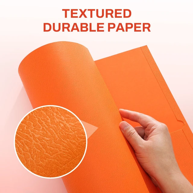 Alt view image 3 of 7 - Two Pocket Folders, 50 Pack File Folders with Business Card Slot, Textured Paper, Fit Letter Size Paper, Paper File Folder for School Office Home Business, Orange