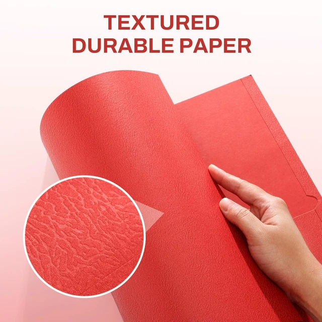 Alt view image 3 of 7 - Two Pocket Folders, 50 Pack File Folders with Business Card Slot, Textured Paper, Fit Letter Size Paper, Paper File Folder for School Office Home Business, Red