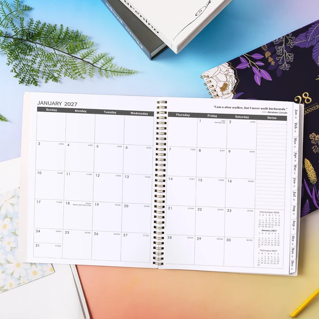 Alt view image 6 of 7 - 2027-2028 Monthly Planner - 2 Year Monthly Planner/Calendar 2027-2028, Jan 2027 - Dec 2028, 11" x 9", 24 Monthly Planner with Tabs, Back Pocket, Holidays, Twin-Wire Binding, Note Pages