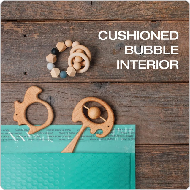 Alt view image 3 of 7 - Bubble Mailers, 8.5 x 11 Shipping Envelopes, Water Resistant Teal Poly Padded Envelopes, Redi-Strip Peel Off Closure, 25 Per Box (QUA85860)