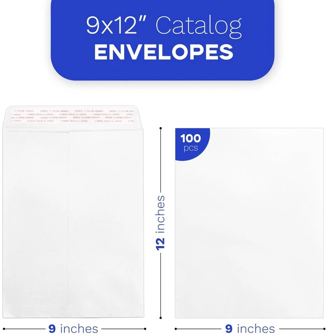 Alt view image 3 of 7 - Catalog Envelopes 9x12, White, 100 PCS Self Seal, Large Mailing Envelopes, Letter Size, 100GSM Paper