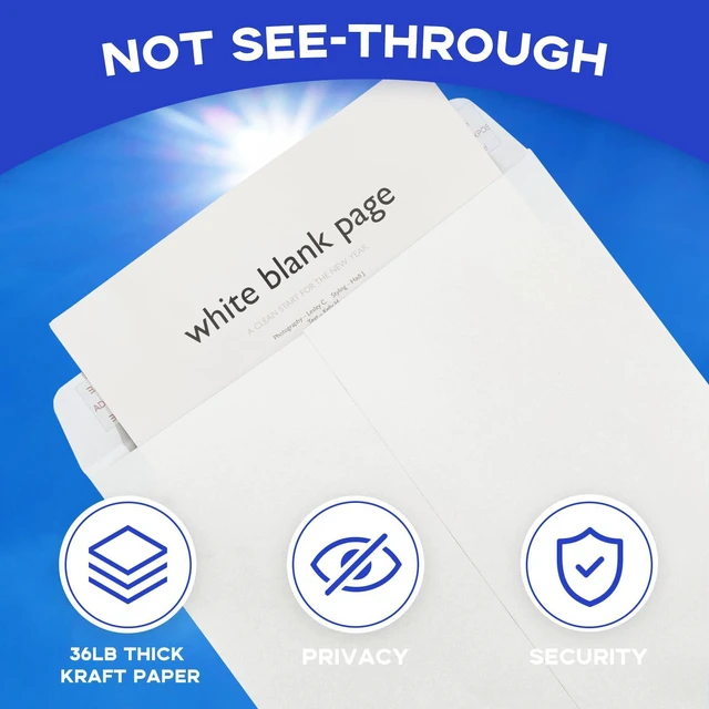 Alt view image 4 of 7 - Catalog Envelopes 9x12, White, 100 PCS Self Seal, Large Mailing Envelopes, Letter Size, 100GSM Paper