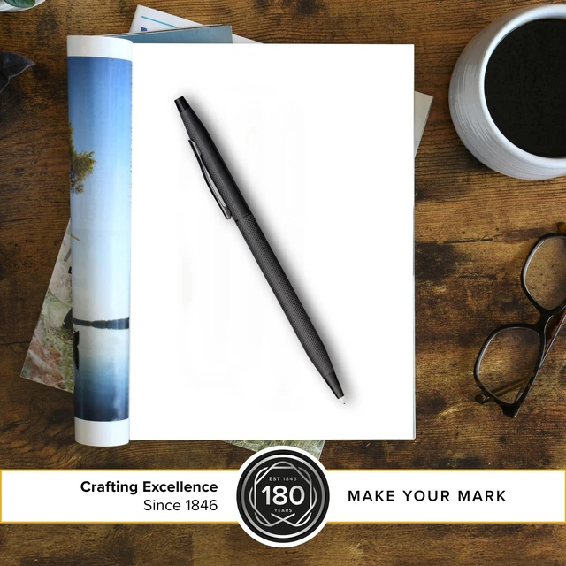 Alt view image 3 of 6 - Classic Century Brushed Black Ballpoint Pen, Medium Point, Black Ink Refillable Pen for Effortless Writing, Durable Construction, Premier Distinctive Look, Gift-Ready Presentation