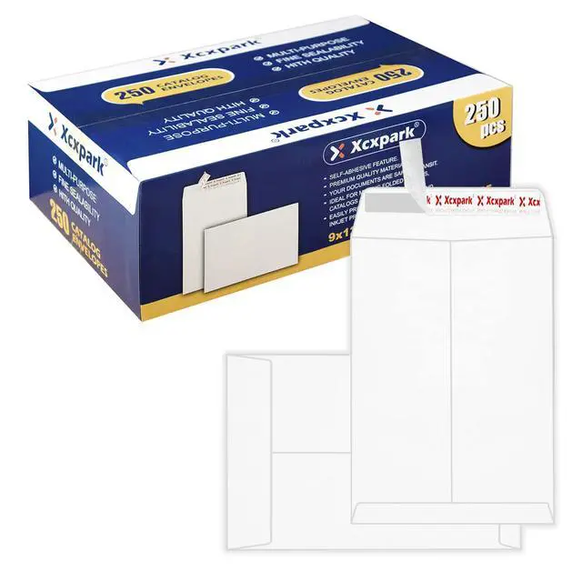 Main image of 250 PCS 9x12 inches Security Catalog Envelopes Printable Self Seal Envelopes, Anti Tear White Kraft Envelopes for Invitation Cards, Pictures, Photos, Documents