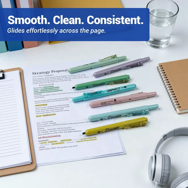 Alt view image 5 of 7 - Retractable Highlighters Assorted Colors: Chisel Tip Click Aesthetic Highlighter Marker Pens Pack Multi Colored Ink No Bleed Smear for Highlighting Journaling (12ct Neutral)