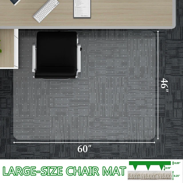 Alt view image 2 of 7 - Extra Large Office Chair Mat for Carpet, 46" x 60" Clear Desk Chair Mat for Low Pile Carpeted Floors- Easy Glide Plastic Floor Mat for Office Chair on Carpet
