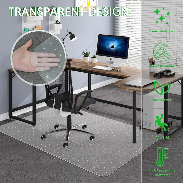 Alt view image 5 of 7 - Extra Large Office Chair Mat for Carpet, 46" x 60" Clear Desk Chair Mat for Low Pile Carpeted Floors- Easy Glide Plastic Floor Mat for Office Chair on Carpet