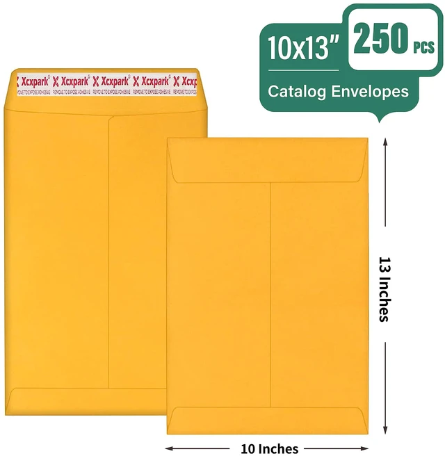 Alt view image 2 of 5 - 250 PCS 10x13 inches Security Catalog Envelopes Printable Self Seal Envelopes, Anti Tear brown Kraft Envelopes for Invitation Cards, Pictures, Photos, Documents