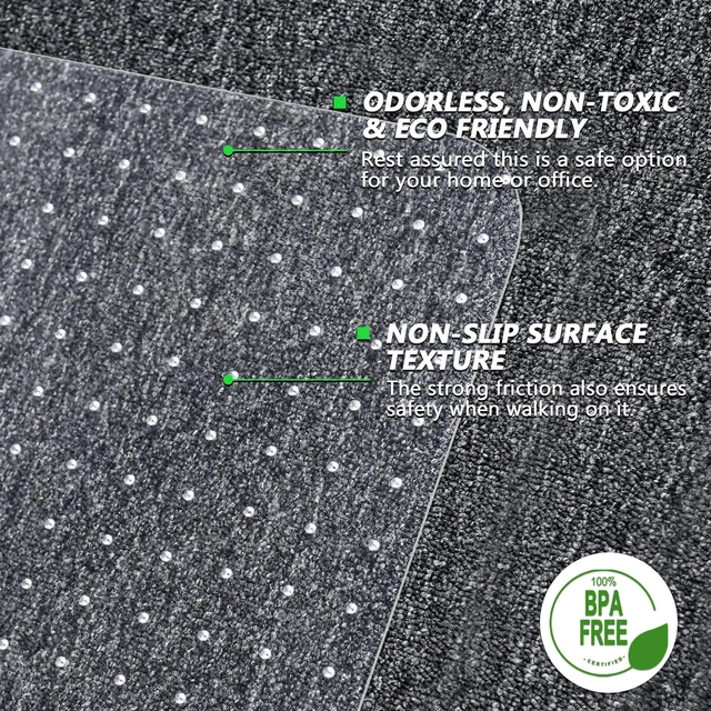 Alt view image 6 of 7 - Extra Large Office Chair Mat for Carpet, 46" x 60" Clear Desk Chair Mat for Low Pile Carpeted Floors- Easy Glide Plastic Floor Mat for Office Chair on Carpet