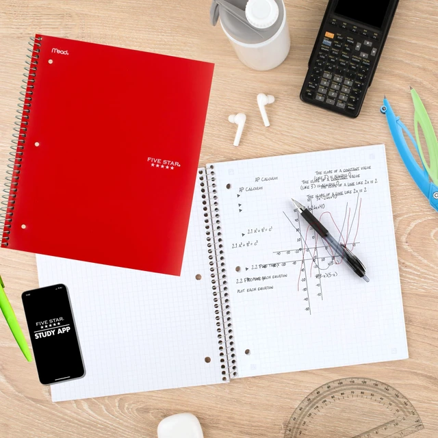 Alt view image 4 of 6 - Spiral Notebook + Study App, 1 Subject, Graph Ruled Paper, 8.5" x 11", 100 Sheets, Assorted Colors, 6 Pack (73549)