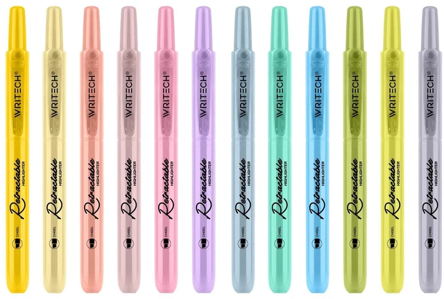 Main image of Retractable Highlighters Bible Set: Pastel Colors Chisel Tip 12ct Refillable Marker Pens No Bleed & Smear for Home School Office Highlighting Journaling Drawing Coloring Note-taking Writing