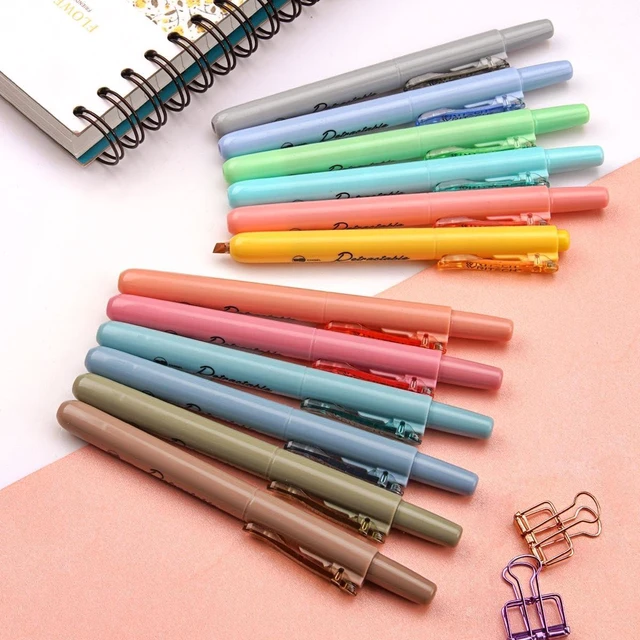Alt view image 7 of 7 - Retractable Highlighters Assorted Colors: Chisel Tip Click Aesthetic Highlighter Marker Pens Pack Multi Colored Ink No Bleed Smear for Highlighting Journaling (12ct Mild+Vintage)