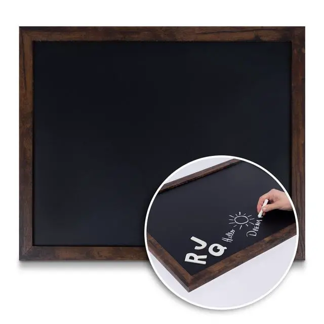 Alt view image 2 of 7 - Magnetic Chalkboard for Wall, Menu Board, Rustic Frame, 18x22 Magnetic Bulletin Board, Pins Photos & Notes, Mounting Hardware Included, Magnetic Board for Wall