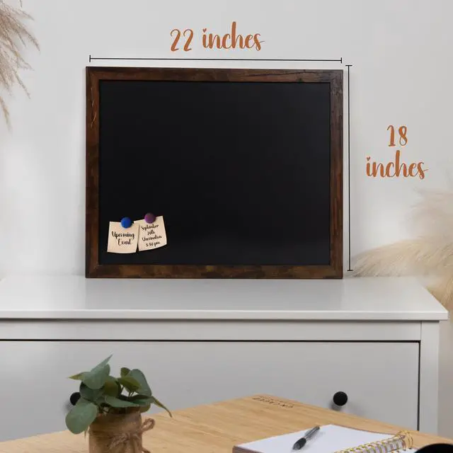 Alt view image 3 of 7 - Magnetic Chalkboard for Wall, Menu Board, Rustic Frame, 18x22 Magnetic Bulletin Board, Pins Photos & Notes, Mounting Hardware Included, Magnetic Board for Wall