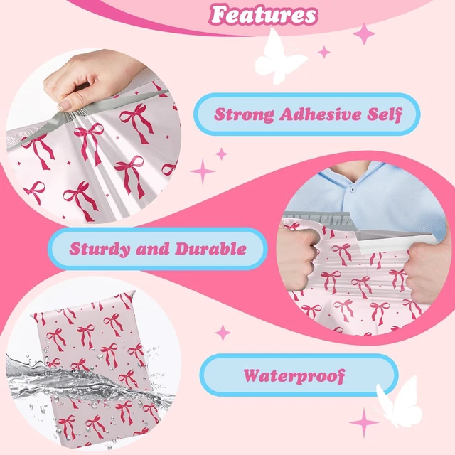 Alt view image 3 of 7 - Poly Mailers 14.5x19" 50pcs,Cute Shipping Bags for Clothes,Pink Bows Self Adhesive Mailing Shipping Envelopes,Waterproof Mailers Poly Bags,Large Packaging Bags for Business,Boutique&Online