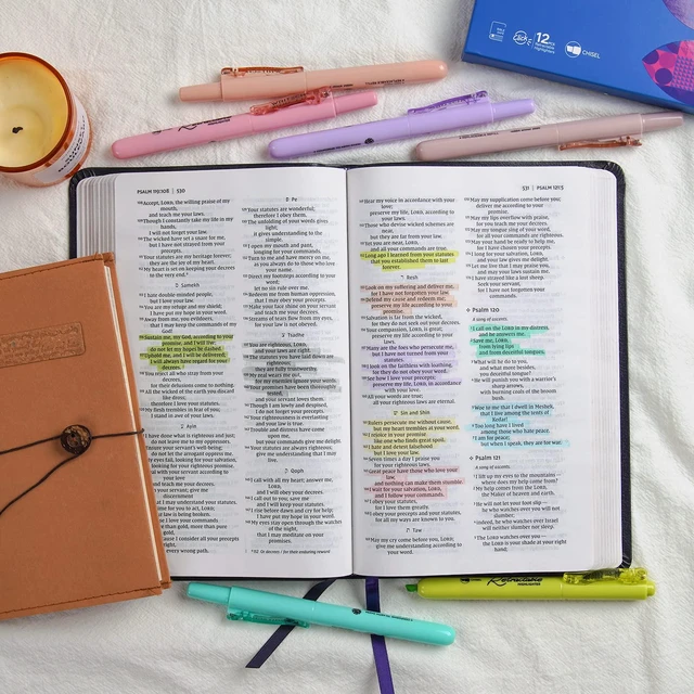 Alt view image 6 of 7 - Retractable Highlighters Bible Set: Pastel Colors Chisel Tip 12ct Refillable Marker Pens No Bleed & Smear for Home School Office Highlighting Journaling Drawing Coloring Note-taking Writing