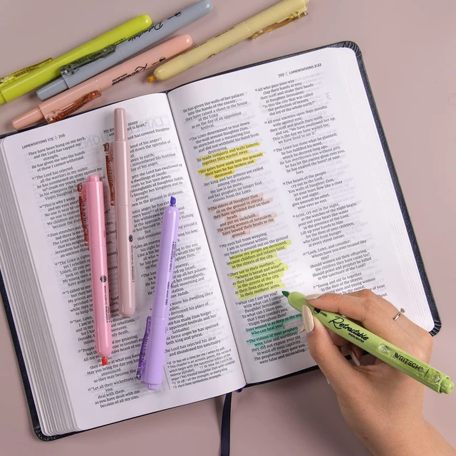 Alt view image 7 of 7 - Retractable Highlighters Bible Set: Pastel Colors Chisel Tip 12ct Refillable Marker Pens No Bleed & Smear for Home School Office Highlighting Journaling Drawing Coloring Note-taking Writing