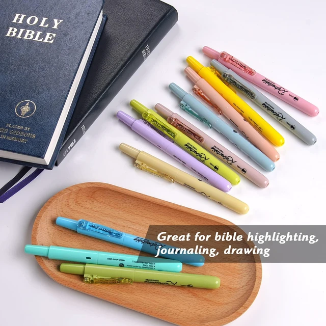 Alt view image 5 of 7 - Retractable Highlighters Bible Set: Pastel Colors Chisel Tip 12ct Refillable Marker Pens No Bleed & Smear for Home School Office Highlighting Journaling Drawing Coloring Note-taking Writing