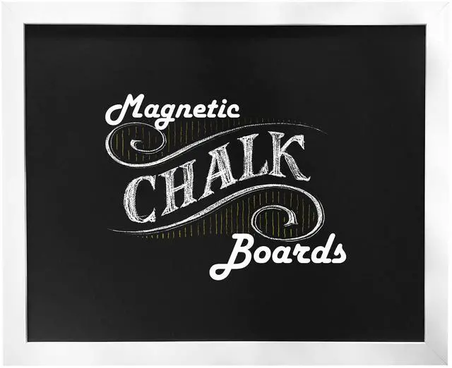 Main image of Framed Magnetic Chalk Board, Magnetic Board, White, 18" x 22" Stain-Resistant Easy-Erase Surface, Magnetic Display for Photos & Notes, Mounting Hardware Included, Vertical or Horizontal