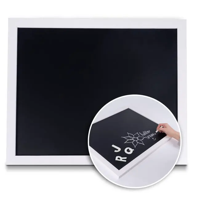 Alt view image 2 of 7 - Framed Magnetic Chalk Board, Magnetic Board, White, 18" x 22" Stain-Resistant Easy-Erase Surface, Magnetic Display for Photos & Notes, Mounting Hardware Included, Vertical or Horizontal