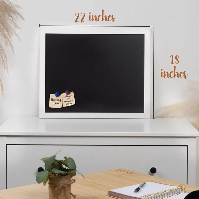 Alt view image 3 of 7 - Framed Magnetic Chalk Board, Magnetic Board, White, 18" x 22" Stain-Resistant Easy-Erase Surface, Magnetic Display for Photos & Notes, Mounting Hardware Included, Vertical or Horizontal
