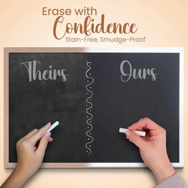 Alt view image 5 of 7 - Framed Magnetic Chalk Board, Magnetic Board, White, 18" x 22" Stain-Resistant Easy-Erase Surface, Magnetic Display for Photos & Notes, Mounting Hardware Included, Vertical or Horizontal