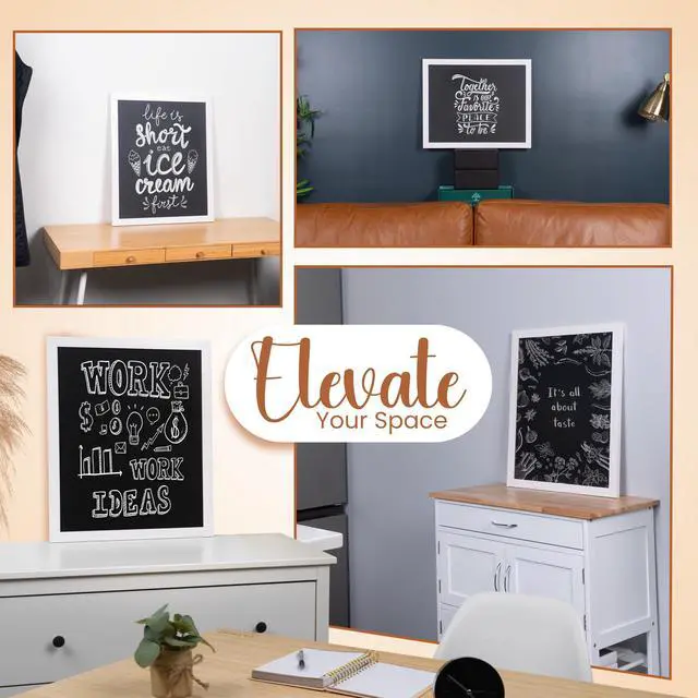 Alt view image 7 of 7 - Framed Magnetic Chalk Board, Magnetic Board, White, 18" x 22" Stain-Resistant Easy-Erase Surface, Magnetic Display for Photos & Notes, Mounting Hardware Included, Vertical or Horizontal