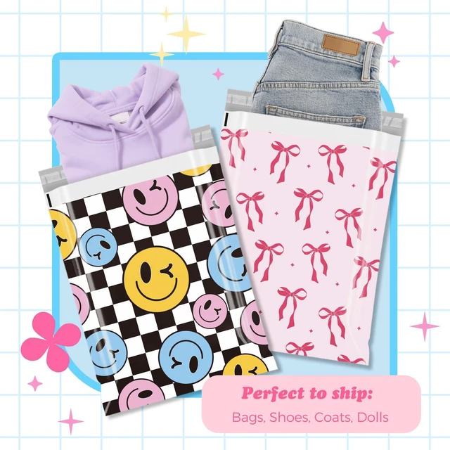 Alt view image 3 of 7 - Poly Mailers 14.5x19" 50pcs,Cute Shipping Bag for Clothes,Smiley Self Adhesive Mailing Shipping Envelopes,Waterproof Mailers Poly Bags,Large Packaging Bags for Business,Boutique&Online