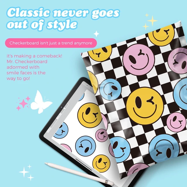 Alt view image 7 of 7 - Poly Mailers 14.5x19" 50pcs,Cute Shipping Bag for Clothes,Smiley Self Adhesive Mailing Shipping Envelopes,Waterproof Mailers Poly Bags,Large Packaging Bags for Business,Boutique&Online