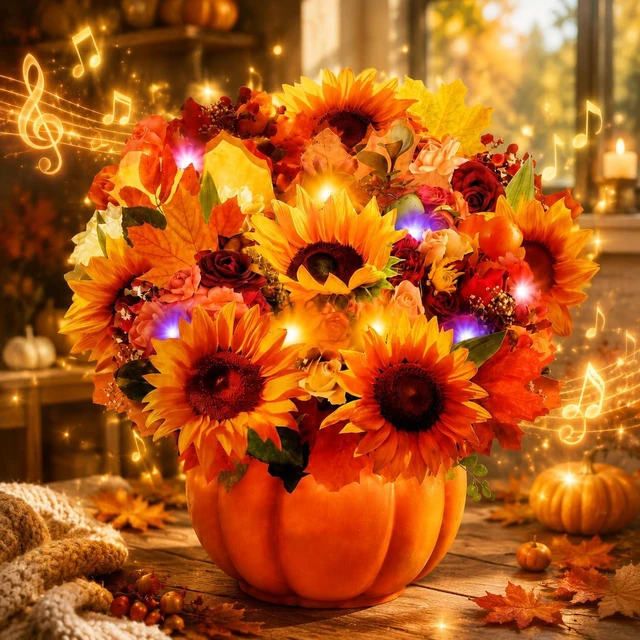 Main image of Thanksgiving Cards, Pop Up Fall Sunflower Bouquet with Music and Light, Thanksgving Gifts Sunflower Gifts for Mom, Women, Wife, Sister